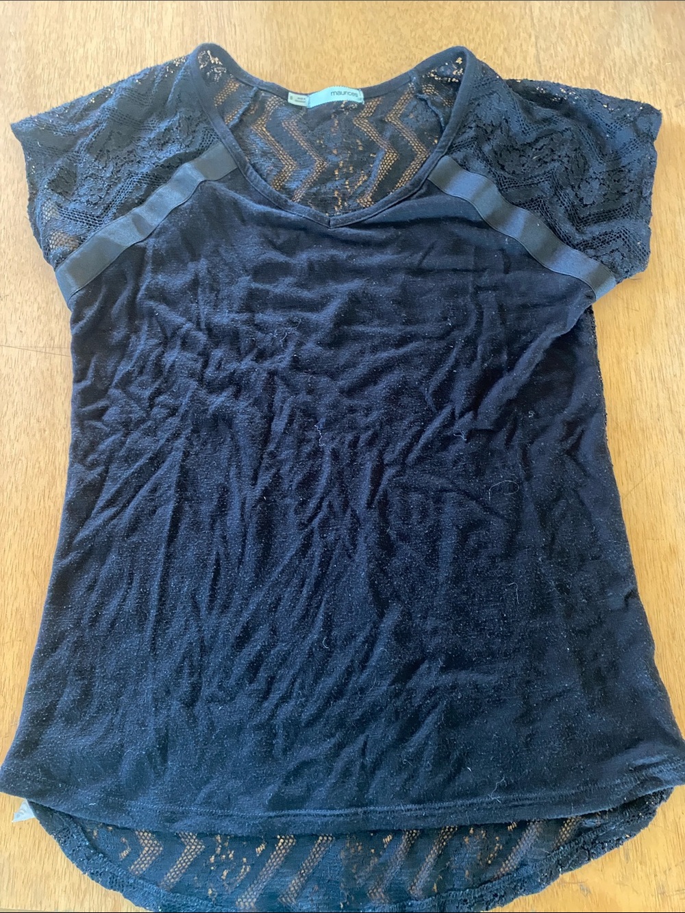 Lace Sleeve Women's Top - Black - Maurices